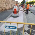 Eliminación del antiguo carril bici.