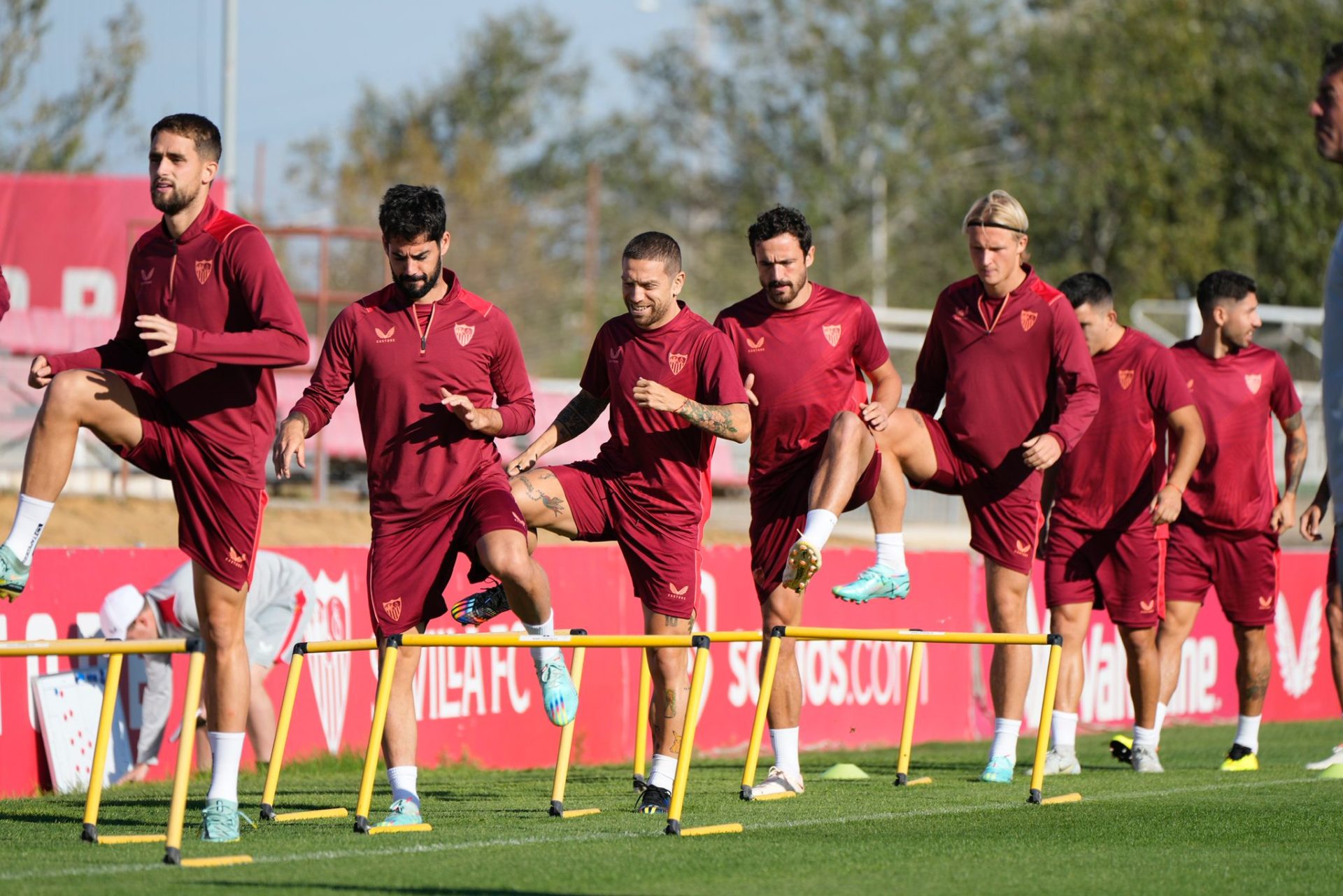 Un momento del entrenamiento del Sevilla.
