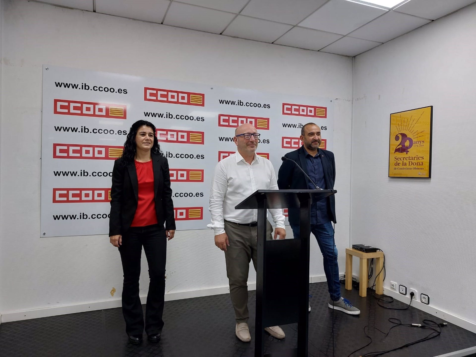 (I-D) La Secretaria General De CCOO En La Comunitat Valenciana, Ana García; El Secretario General De CCOO Baleares, José Luis García, Y El Secretario General De CCOO Cataluña, Javier Pacheco - EUROPA PRESS