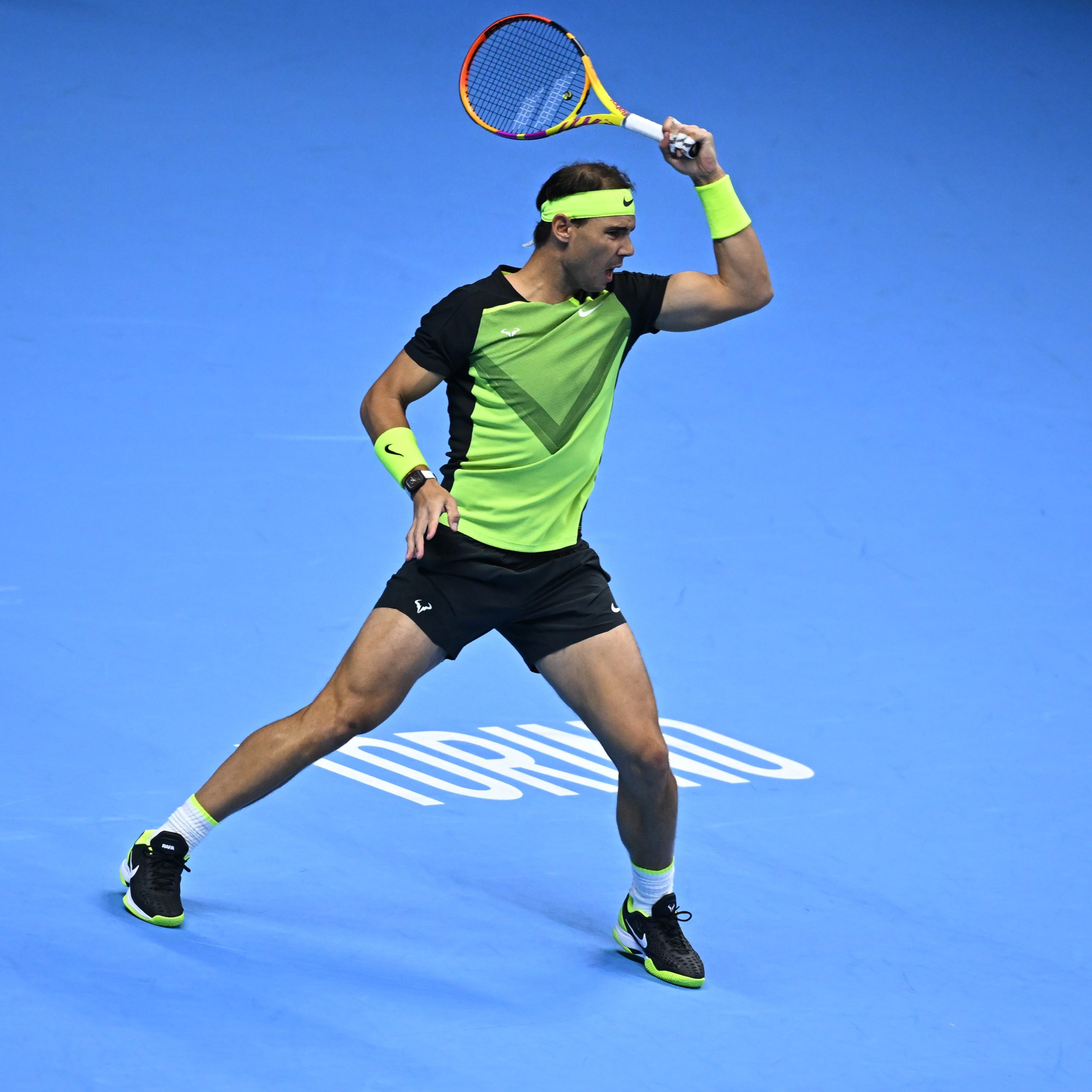 Rafa Nadal, en un partido de las finales ATP.