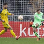 Un momento del partido entre el Bilbao Athletic y el Atlético Baleares.