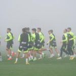 Entrenamiento con niebla del RCD Mallorca.