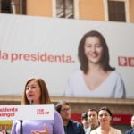 La secretaria general del PSIB-PSOE, presidenta del Govern y candidata a la reelección, Francina Armengol, en rueda de prensa - PSIB-PSOE