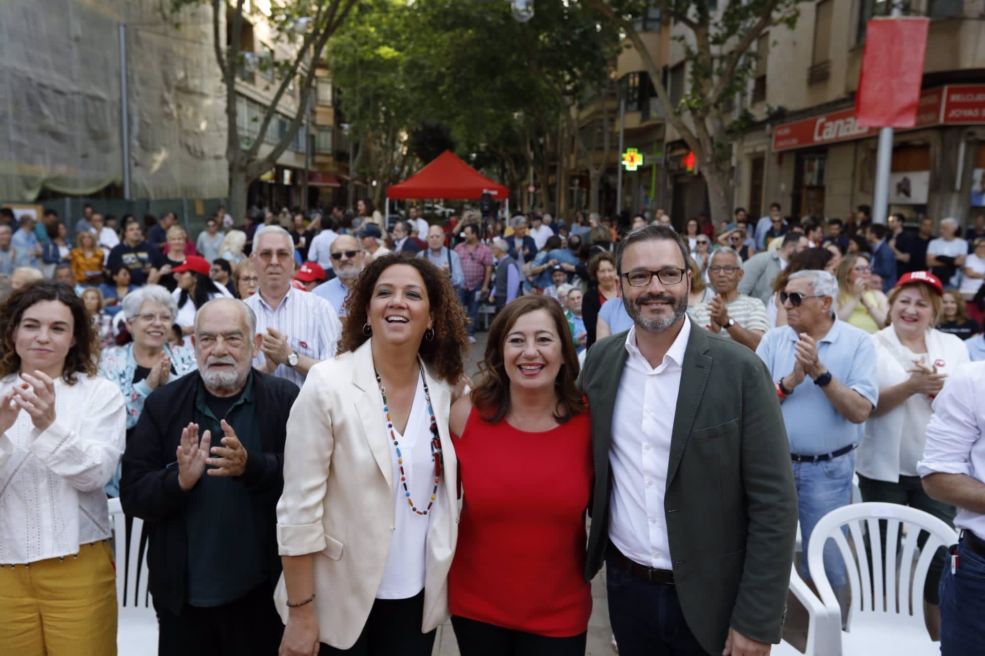 Cladera, Armengol e Hila en Palma, en el acto de cierre de campaña del PSIB. POLITICA PSIB