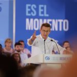 El presidente del Partido Popular, Alberto Núñez Feijóo, interviene durante un mitin electoral de cara al 23J, en el Palacio de Congresos, a 16 de julio de 2023, en Zaragoza, Aragón, (España). - Fabián Simón - Europa Press