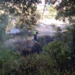 Un efectivo interviene en la extinción de un incendio forestal en Selva. - IBANAT