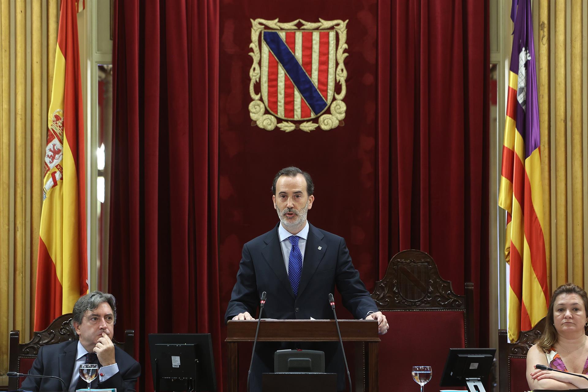 El presidente del Parlament, Gabriel Le Senne, durante su discurso de apertura de la XI legislatura. - ISAAC BUJ-EUROPA PRESS
