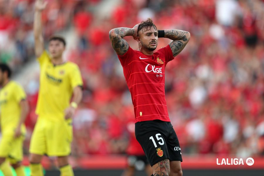 Maffeo se lamenta, en un momento del partido ante el Villarreal de la segunda jornada de Liga.
