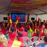 "Tots amb na Cata Coll" indica una pancarta ubicada en la carpa instalada por el Consell de Mallorca. Foto: G.C. para Mallorca Informa.