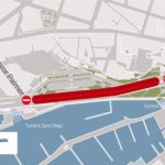 Mapa del corte de circulación previsto este domingo en Paseo Marítimo. - APB