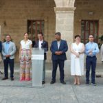 El presidente del Consell de Mallorca, Llorenç Galmés, junto con los miembros del Ejecutivo insular en una rueda de prensa en la Misericòrdia. - EUROPA PRESS