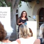 La consellera de Salud, Manuela García, durante el acto celebrado este lunes en el Parc Sanitari Bons Aires, en Palma, en el marco de la jornada del Día Mundial de la Salud Mental. - CAIB