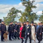La presidenta del Congreso, la presidenta del Govern y el delegado del Gobierno, junto al Jefe Superior de la Policía en Baleares pasan revista a los agentes, en el acto del Bicentenario de la Policía Nacional, en Palma - EUROPA PRESS