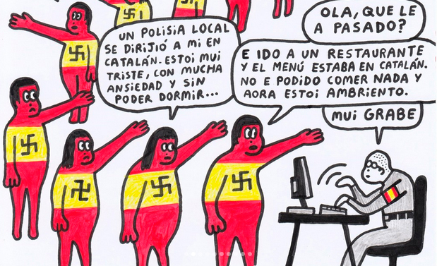 VOX lamenta la obra de una artista mallorquina en la que «se asocia el nacismo con la Oficina de Libertad Lingüística»
