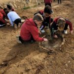 Niños sembrando árboles en Alaró.