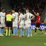 Copete celebra el gol ante las protestas de los jugadores del Girona.