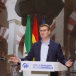 El presidente del PP, Alberto Núñez Feijóo, interviene en un acto del PP en Córdoba. - MADERO CUBERO/EUROPA PRESS