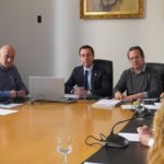 El presidente del Consell de Mallorca y del Consorcio Serra de Tramuntana, Llorenç Galmés, presidiendo junto al director insular de Serra de Tramuntana, Antoni Solivellas, la reunión ordinaria de la Junta Rectora. - CONSELL DE MALLORCA