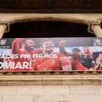 Imagen de apoyo al RCD Mallorca en la fachada del Consolat de Mar, sede del Govern balear. - CAIB