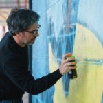 René Mäkela es el encargado de realizar nueve grafitis en diferentes zonas del Estadi Mallorca Son Moix.