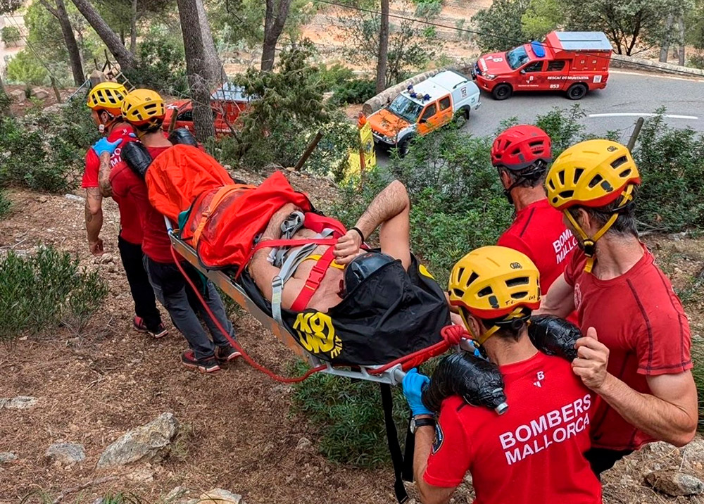 Un escalador sufre fractura abierta de tobillo tras caer en el muro de Caimari - BOMBEROS MALLORCA