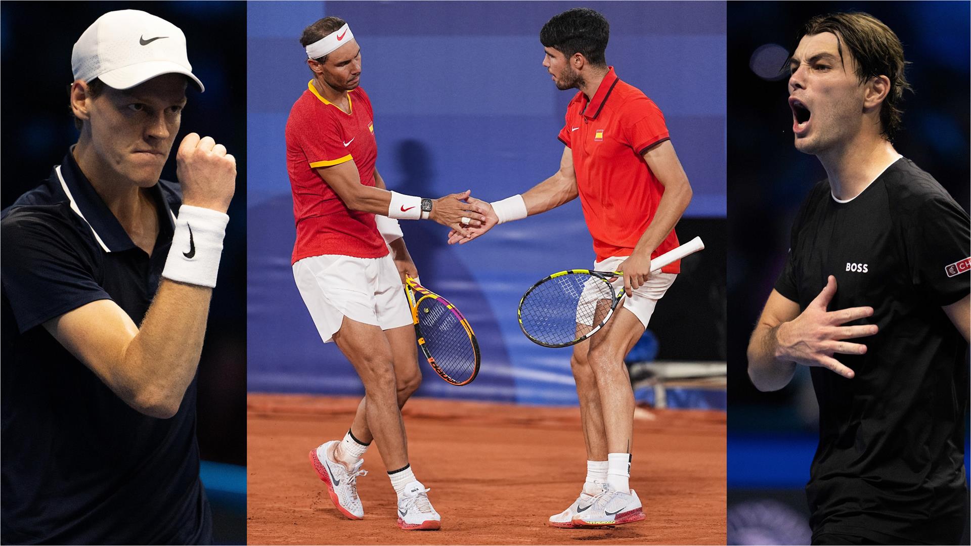Los tenistas Jannik Sinner, Rafael Nadal, Carlos Alcaraz y Taylor Fritz. - EUROPA PRESS